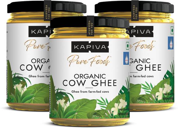 Kapiva Organic Ghee - Good Fats for Healthy Heart - Keto Diet Friendly, 500 ML Glass Bottle