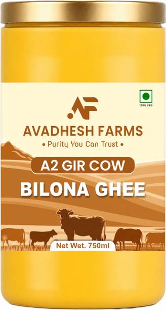 Avadhesh Farms A2 Desi Gir Cow Ghee Bilona Method | Grass-Fed | 100% Pure & Natural Ghee Ghee Glass Bottle