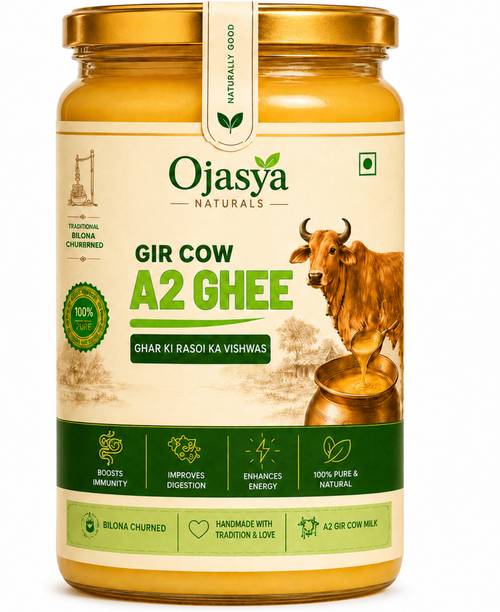 Ojasya Naturals A2 Gir Cow Ghee (1000ml) Ghee Glass Bottle