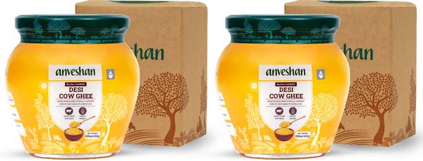 अन्वेशन A2 काऊ घी 2*500ml | प्योर एंड नैचुरल | बिलोना मेथड | कर्ड-चर्ण्ड 1000 ml