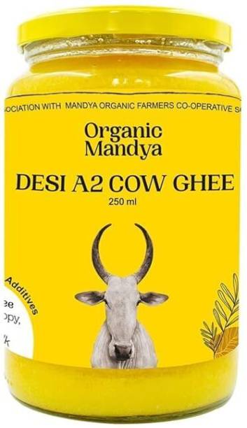 Organic Mandya Premium A2 Desi Ghee 250 ml Pure, Natural & Healthy, Lab Certified Forest Grazed 250 g Glass Bottle