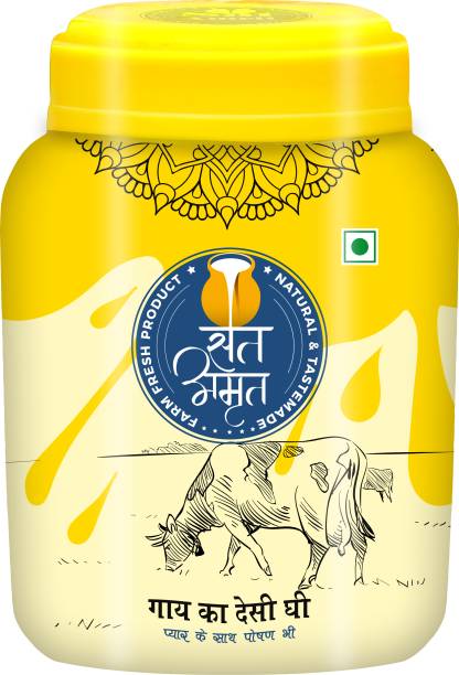 Sat Amrit Organic Farms Natural Healthy & Fresh Cultured Desi Gir Cow Ghee 500 ml Mason Jar