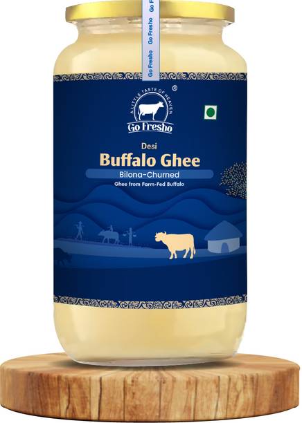 Go Fresho Desi Buffalo Ghee | Vedic Bilona Churned | Farm Fresh & Pure Ghee Glass Bottle