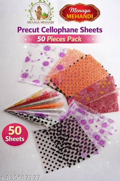 Menaga Multicolor Precut Cellophane Sheets 50P Plastic cellophane sheets Gift Wrapper