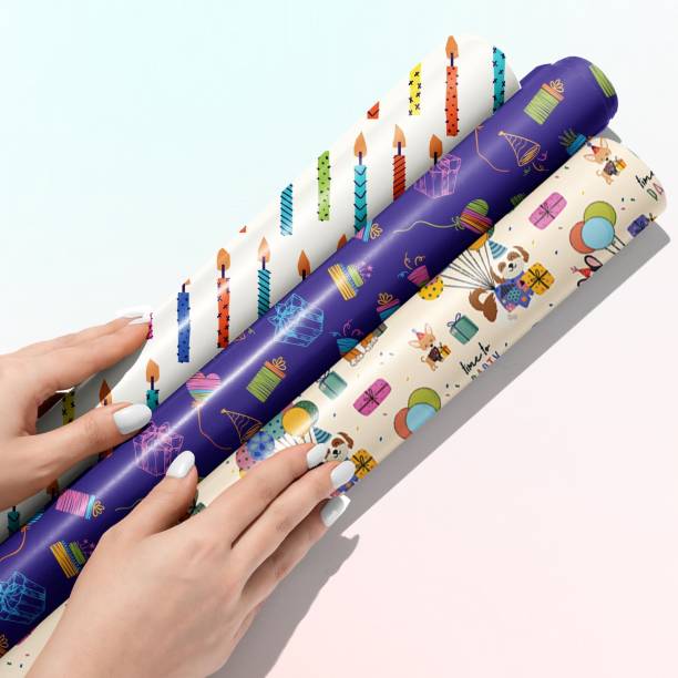 Doodle Premium Design Colorful Gift Wrapping Paper sheet | Set of 6 | 19.50 x 28.75" | 90 gsm | Gloss Art Paper for all occasions Gift Wrapper