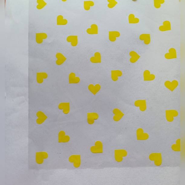 SaidDesign Yellow Hearts Gift Wrapping Sheet Printed Transparent Cellophane Sheets Pack of 10 Sheet 51x61 cm for Gift Packing Transparent Printed Cellophane sheets Gift Wrapper