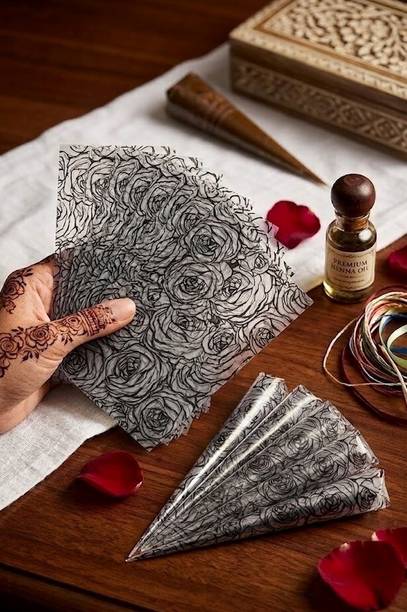 JBFHENNA Premium Cellophane Sheets for Mehndi Cone Making – Floral Design Pack NA Sheet Gift Wrapper
