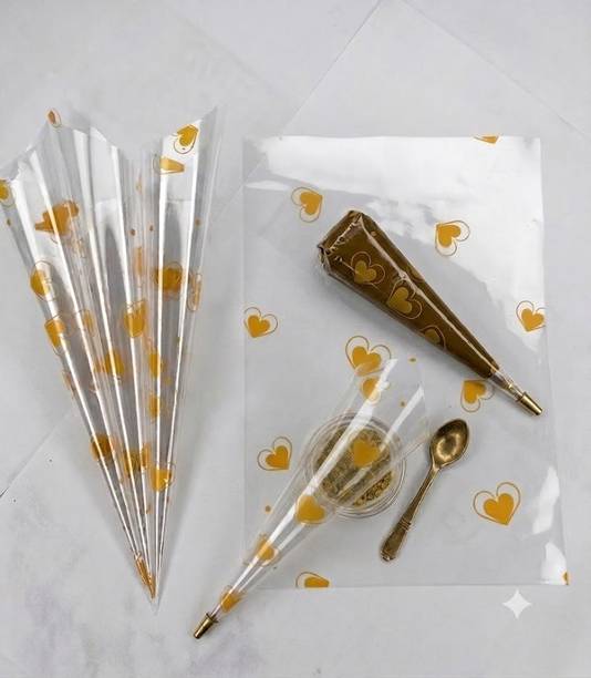 JBFHENNA Heart Printed Cellophane Sheets for Henna Cones, Crafts and Packaging 100 Sheet Gift Wrapper