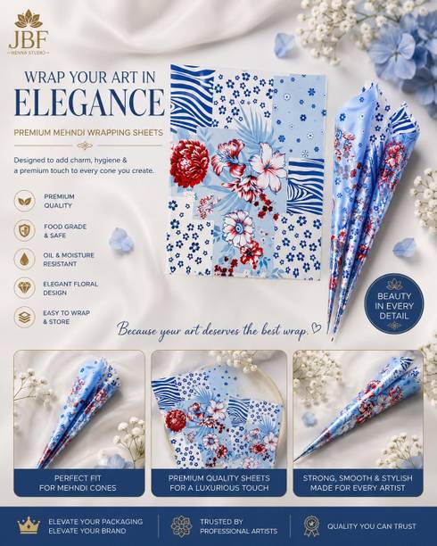 JBFHENNA JBF Henna Floral Wrapping Paper NA Cellophane Sheet Gift Wrapper