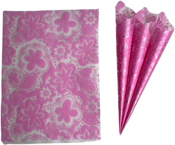 JBFHENNA Cellophane Sheet Floral Pink Sheet Gift Wrapper