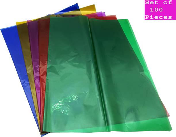 CRAFTWAFT Multicolour Transparent Cellophane Sheets Pack of 10 Large 20X30 Inch For Gift Packing, Baskets Hampers, Flowers Bunch Wrapping Gift Wrapper