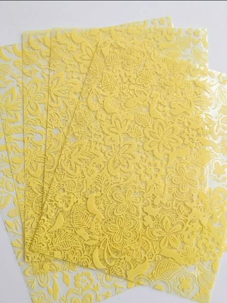 JBFHENNA Cellophane Sheet Floral Yellow NA Sheet Gift Wrapper