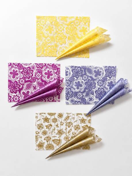 JBFHENNA Transparent Printed Cellophane Sheets for Mehendi Cone Crafting Floral Plastic Gift Wrapper