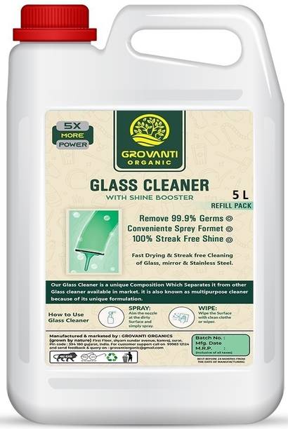 GROVANTI ORGANIC Disinfectant Glass Cleaner Liquid ( Greeny Flora ) Concentrate Refill Pack