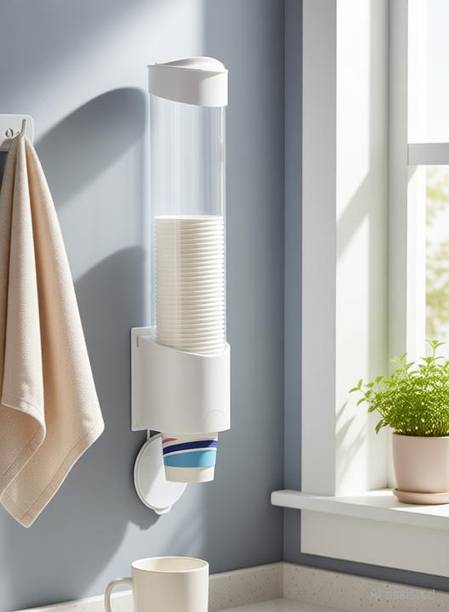 PERPART Paper Cup Dispenser Holder Wall Mounted Plastic Drinking Water Cup Dispenser- Plastic Glass Holder