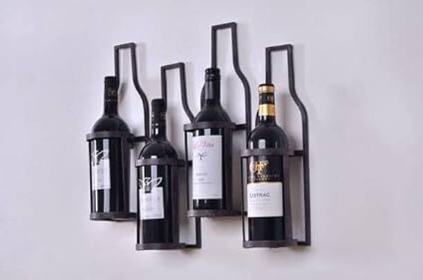 ICON CREATION Wine 4 Rack Bottle Holder Metal Wall Mounted Wine Rack Display Bottle Holder Iron Glass Holder, Wine Rack, Iron Holder, Dish Drainer, Utility Rack