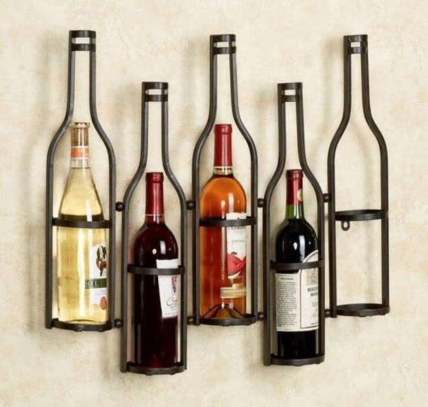 ICON CREATION Wine 5 Rack Bottle Holder Metal Wall Mounted Wine Rack Display Bottle Holder Iron Glass Holder, Wine Rack, Iron Holder, Dish Drainer, Utility Rack