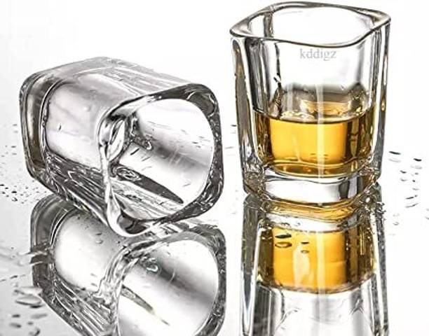 Coozico (Pack of 2) Crystal Clear Short Glasses Set of 2 Pcs for Vodka Glass Shot Glass