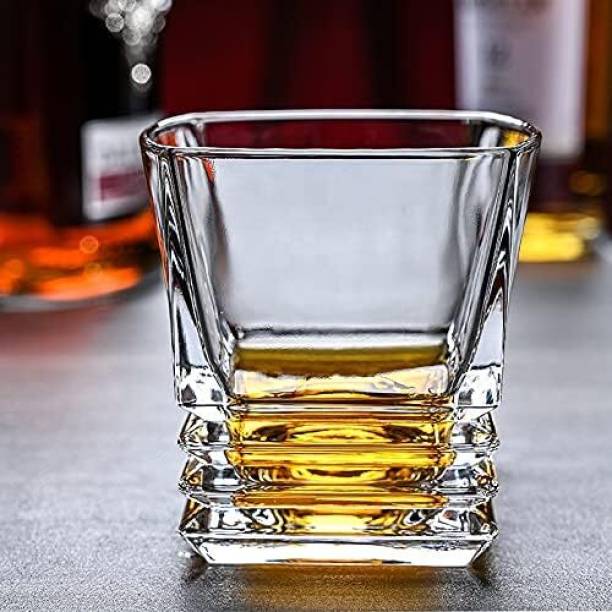 ATLOYAL (Pack of 6) Crystal Double Old Fashioned Designed Whisky Glass Glass Set Shot Glass