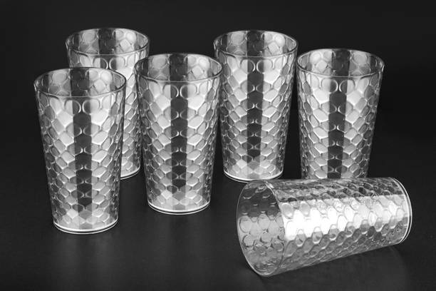 BELLERBIRD (Pack of 6) Premium Quality Unbreakable HonI Design Drinking Glass Set Water/Juice Glass