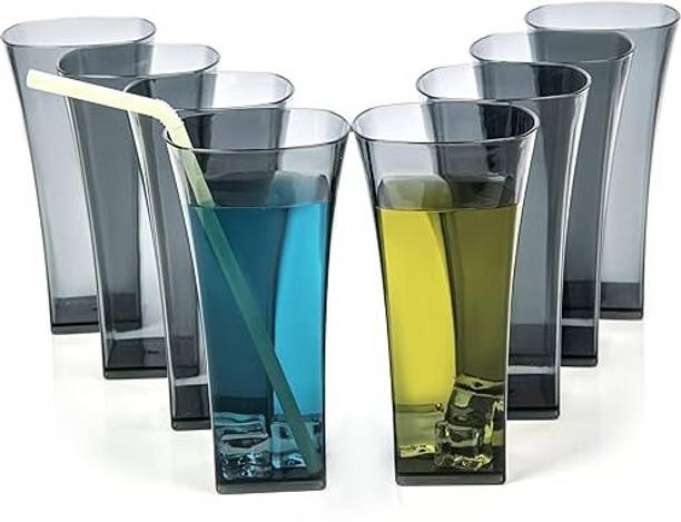 Sorath (Pack of 8) Squarish Black Glass_Set of 8 Glass Set Water/Juice Glass