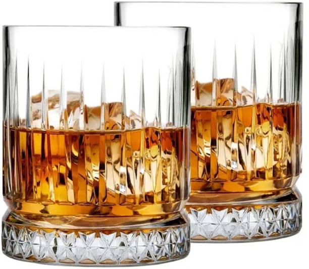 Red-Rubby (Pack of 2) Trendy Whiskey Glasses Heavy Base & Stylish Design-244 Glass Set Whisky Glass