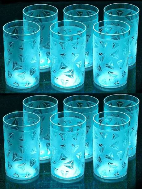 फिनर Plastic Unbreakable Stylish Glass Set |Water, Juice, Wine Glass|(Blue,12 Piece) ग्लास सेट