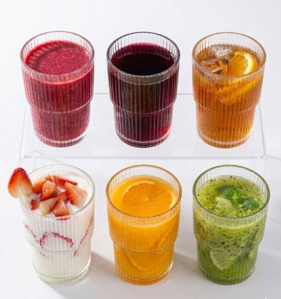 DRHUB (Pack of 6) DRH-RIBBED-06 Glass Set Water/Juice Glass