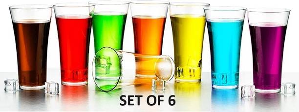 BELLERBIRD (Pack of 6) Premium Quality Plastic Unbreakable Stylish Mocktail, Cocktail Glass Set Water/Juice Glass