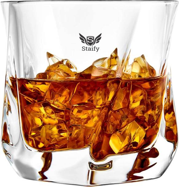 Staify (Pack of 2) Crown Whisky Glass Crystal Clear Large Capacity Glass With Smooth Surface Glass Set Whisky Glass