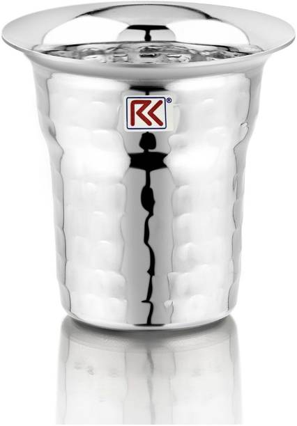 Rk (Pack of 6) Amaze Stainless Steel Hammered Finish Drinking Glasses for Home, Restaurants, Glass Water/Juice Glass