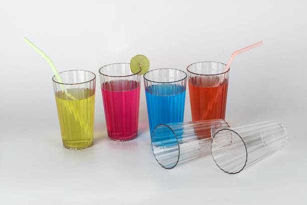 Finner (Pack of 6) Unbackable Plastic BPA-Free Glass for Home, Restaurants & Hotels (White,6Pcs) Glass Set Water/Juice Glass