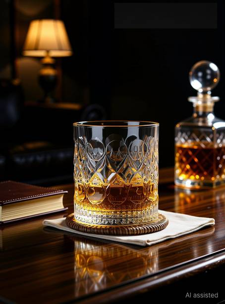 Red-Rubby (Pack of 6) Crystal Cut Barware Drinking Glasses for Whisky, Bourbon, Wine, Cocktail Drinks Glass Set Whisky Glass
