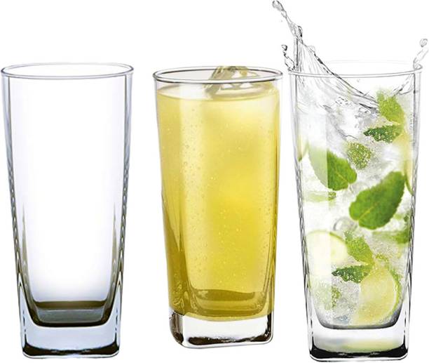 DHANSAL (Pack of 6) Plaza Long Drink Water Juice Glass Tumbler - Set of 6 Glass Set Water/Juice Glass