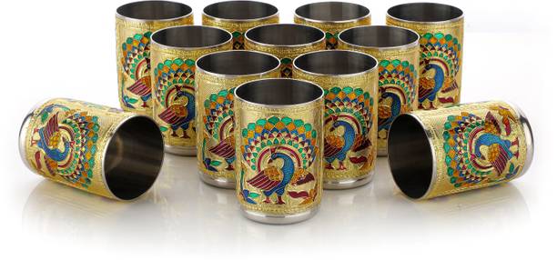 NAVRANG (Pack of 12) Glass Set Meenakari, Water Glass, Juice Glass , Tumbler Glass Glass Set Water/Juice Glass