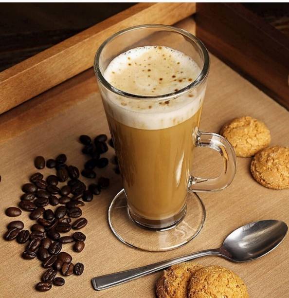 DHANSAL (Pack of 2) Coffee Mug Tall Glass, Latte Cups, Cappuccino and Hot Chocolate Mugs2 PCS B-5701 Glass Set Water/Juice Glass