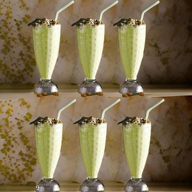 cofp (Pack of 6) Premium Falooda Diamond Cuts Glasses Set of 6,Transparent 400ml Water Glass. Glass Set Water/Juice Glass