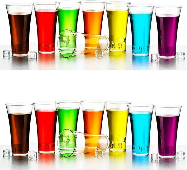 Flipkart SmartBuy (Pack of 16) FK 16 Premium Quality Unbreakable Curve Designee Plastic Glass Set Water/Juice Glass