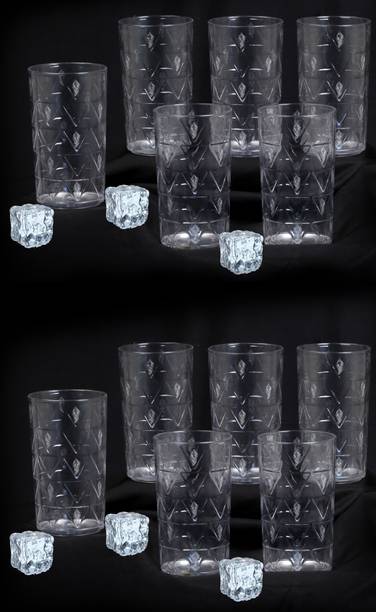 BELLERBIRD (Pack of 12) Clear Prism With Morpicch Designe Shape Water Glass For Kitchen Glass Set Water/Juice Glass