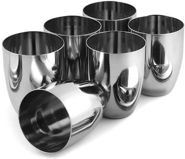 YM Stainless (Pack of 6) Mirror Polished Glass Set Water/Juice Glass