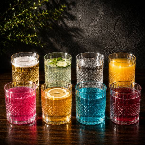 Eddux (Pack of 8) 350ML Plastic Water Glass For Home Kitchen Office Drinking Tumbler Glass Set Water/Juice Glass