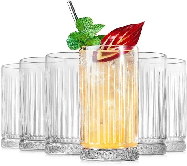 Tap2kaart (Pack of 6) 300ml Highball Glass Set for Water Juice Whiskey Beer Cocktail, Pack of 6 Glass Set Water/Juice Glass