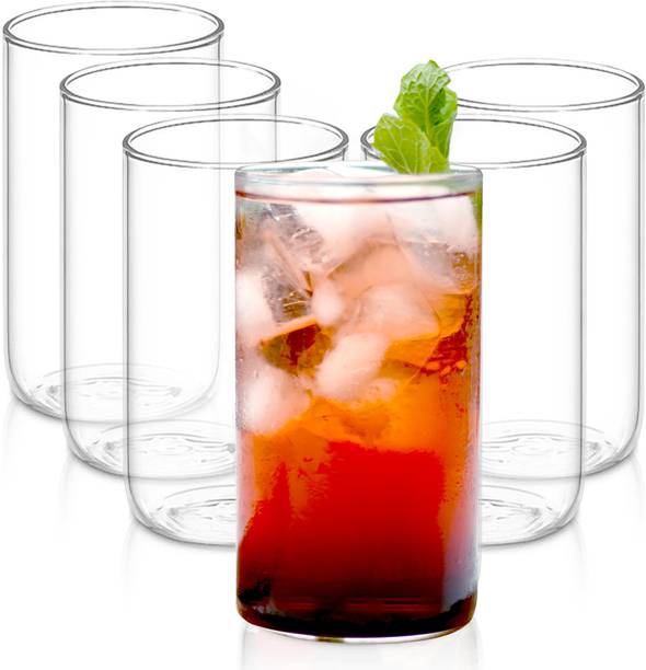 AGARO (Pack of 6) Elite Borosilicate Glass Tumbler, Serves Water, Cold Drinks Glass Water/Juice Glass
