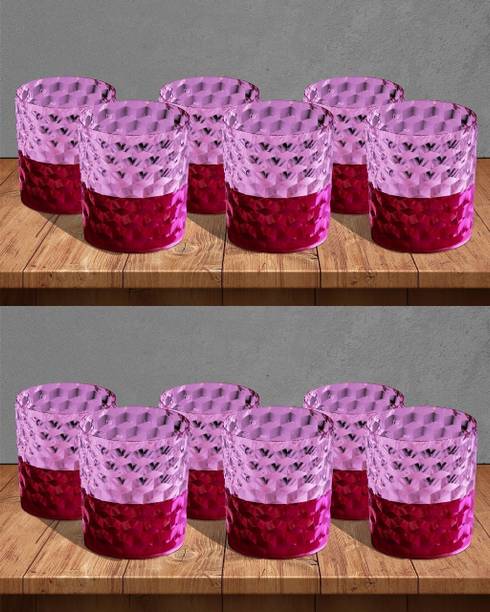 Sentricus (Pack of 12) PLASTIC WATER JUICE GLASS PINK SET 12 Glass Set Water/Juice Glass