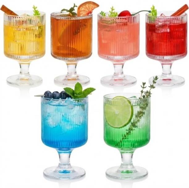 DRHUB (Pack of 6) DRH-RIB-GOB-240-6P Glass Set Water/Juice Glass