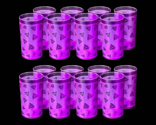 BELLERBIRD (Pack of 16) Premium quality prisem with diamond design Unbreakable Stylish wine Glass Set Glass Set Water/Juice Glass