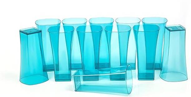 Sorath (Pack of 16) Squarish Blue Glass_Set of 16 Glass Set Water/Juice Glass