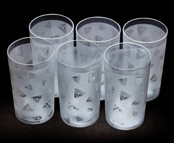 BELLERBIRD (Pack of 6) Premium Quality Unbreakable Diamond Design Drinking Glass Set Water/Juice Glass