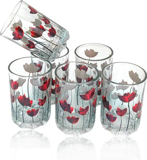 crockware (Pack of 6) Drinking Water, Juice, Cocktail, Bourbon, Wine, Soda, Sharbat, Mocktail Glass Set Water/Juice Glass