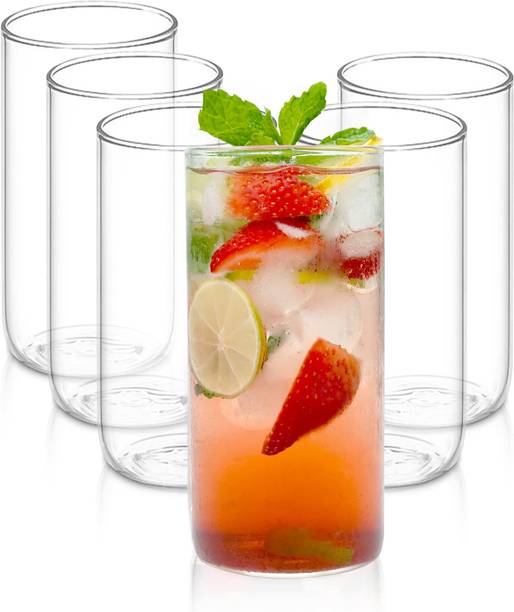 AGARO (Pack of 6) Elite Borosilicate Glass Tumbler, Serves Water, Cold Drinks, Juice, Milk Glass Water/Juice Glass